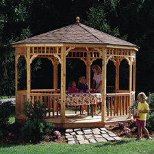  San Marino 13 Ft. W x 13 Ft. D Wood Permanent Gazebo  Handy Home 