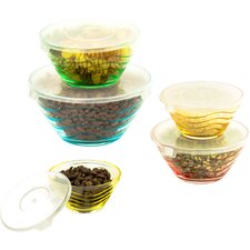  10-Piece Stackable Wave Design Glass Storage Bowl Set  Imperial Home 