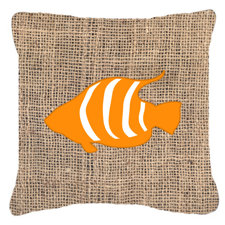 Great Reviews Fish Burlap Indoor/Outdoor Throw Pillow