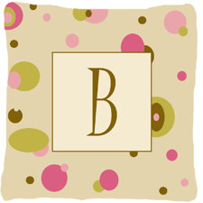 #1 Monogram Initial Tan Dots Indoor/Outdoor Throw Pillow