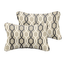Today Only Sale Bank Beige Black Indoor/ Outdoor Lumbar Pillow (Set of 2)