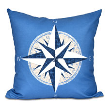 #1 Hancock Compass Geometric Print Outdoor Throw Pillow