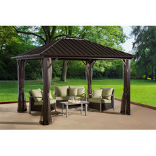  Genova 12 Ft. W x 10 Ft. D Metal Permanent Gazebo  Sojag 