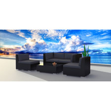 Bargain Black Series 5 Piece Deep Seating Group with Cushion Bargain Black Series 5 Piece Deep Seating Group with Cushion