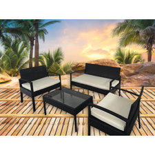 Wonderful Excel 4 Piece Lounge Seating Group with Cushion