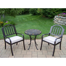 Reviews Stone Art Rochester 3 Piece Bistro Set with Cushions