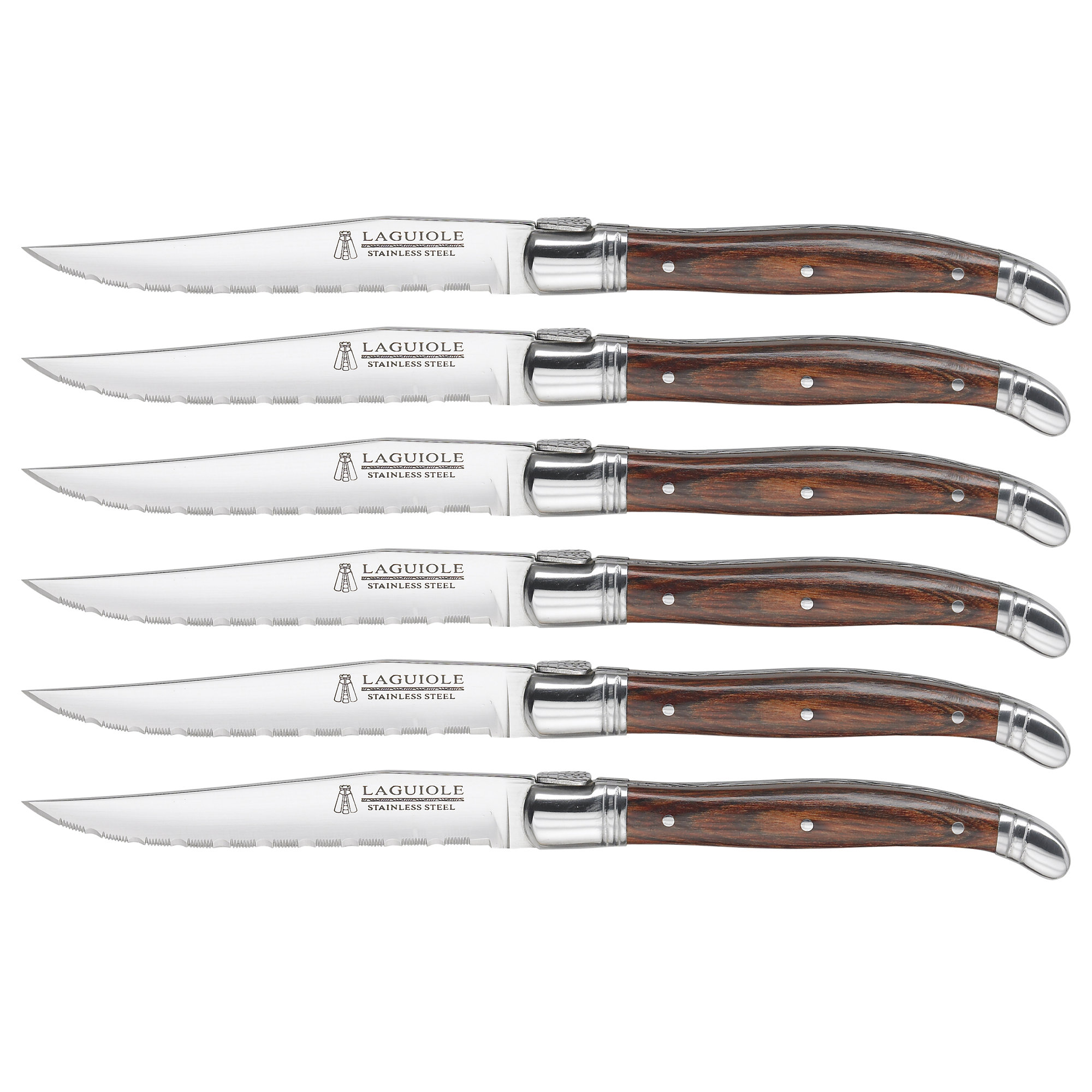 Trudeau Laguiole Wood Handle 6 Piece Steak Knife Set with Storage eBay