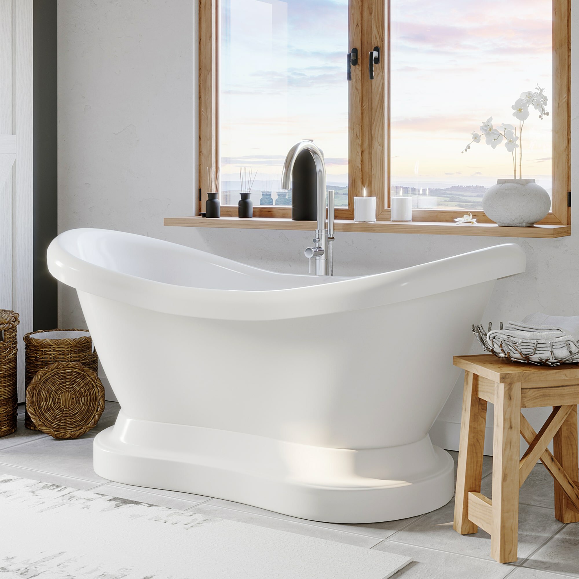 Cambridge Plumbing 68 x 30 Freestanding Soaking Bathtub 