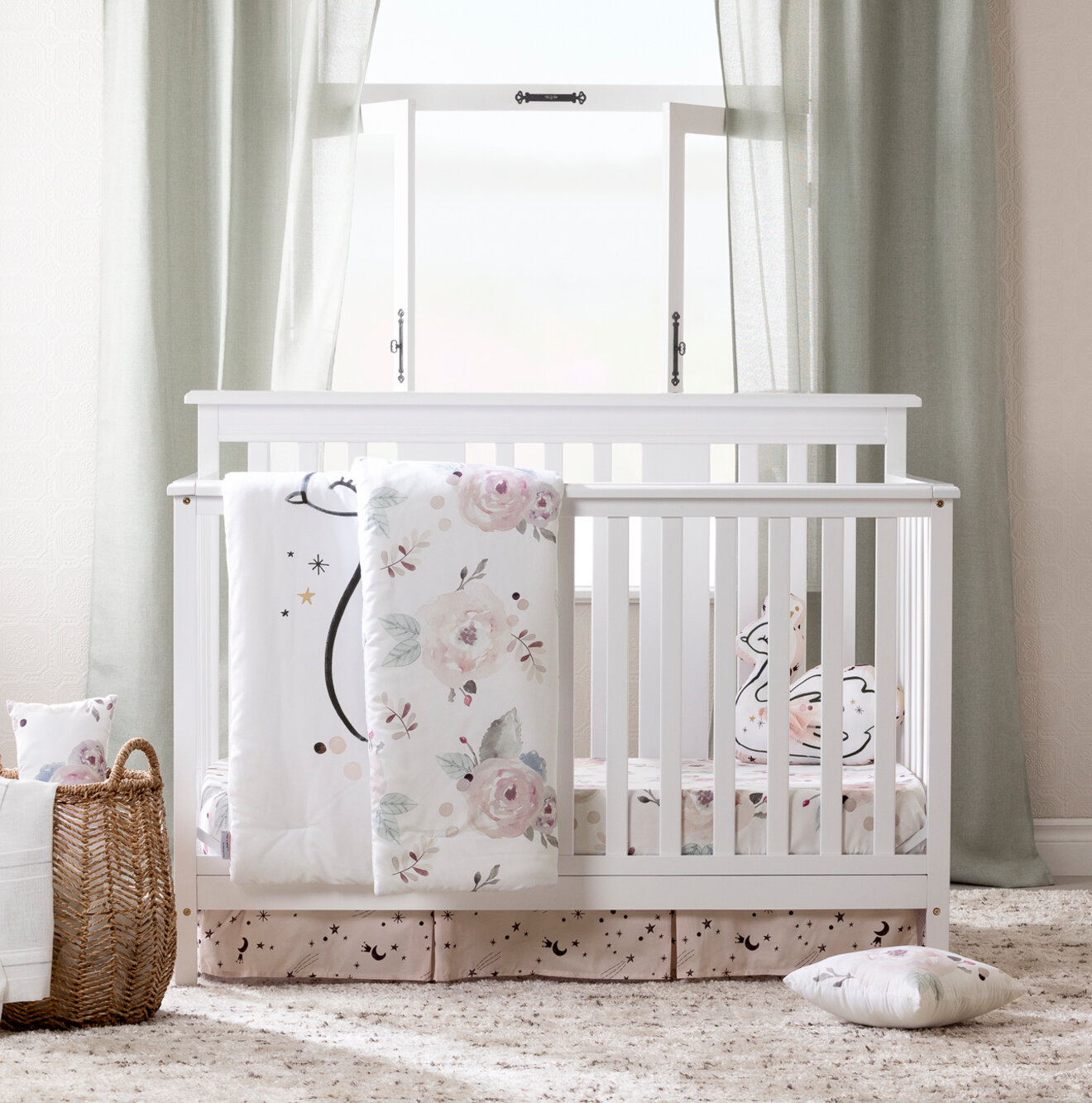 South Shore Dreamit Floral 6 Piece Crib Bedding Set Ebay