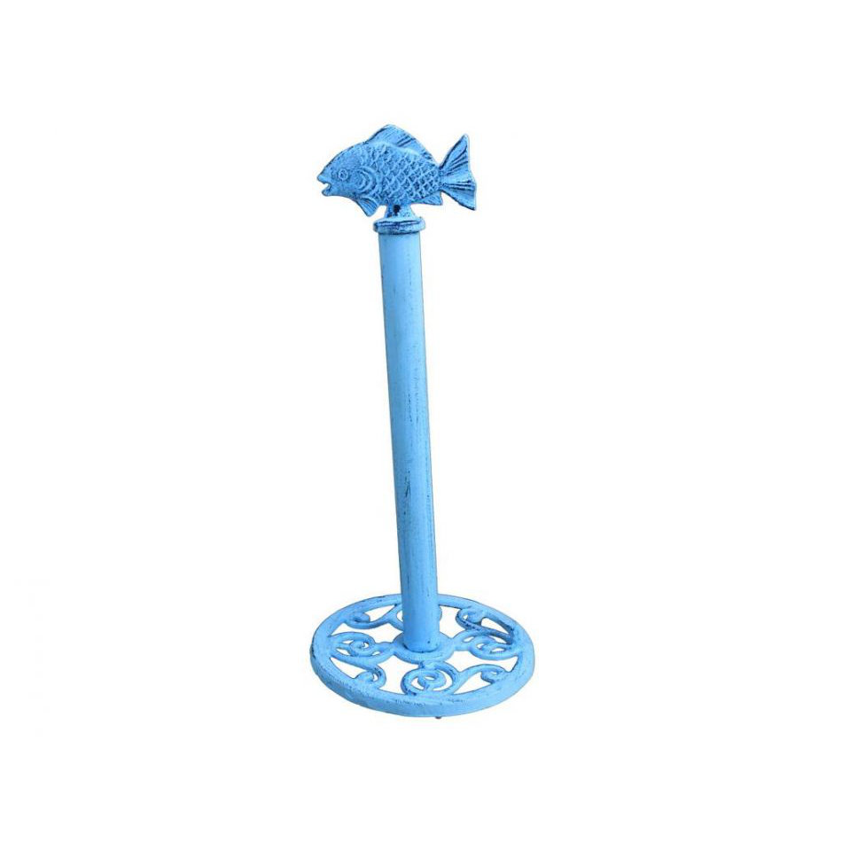 Handcrafted Nautical Decor Fish Freestanding Toilet Paper Holder Blue