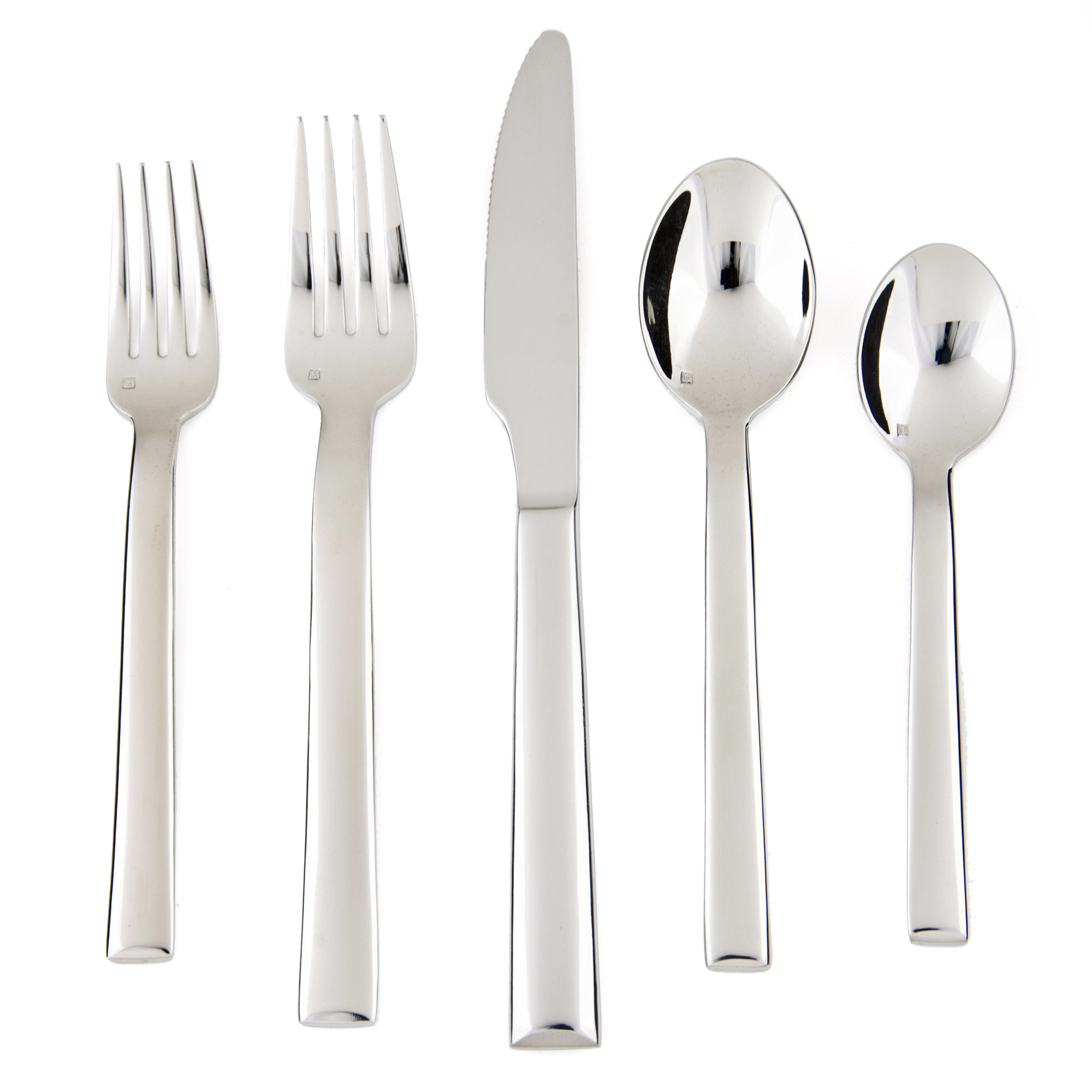 Fortessa Still 5 Piece 18/10 Stainless Steel Flatware Set, Service for