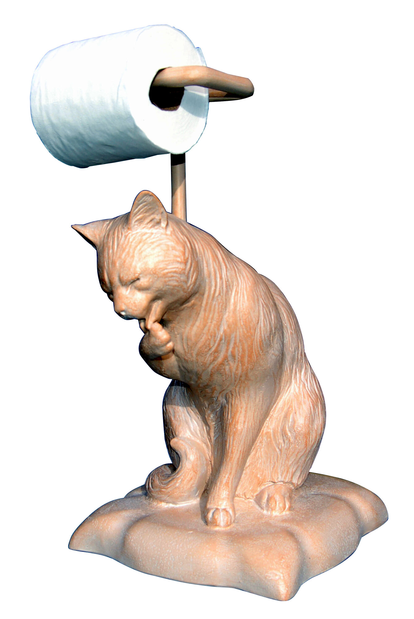 Free Standing Cat Licking Paw Freestanding Toilet Paper ...