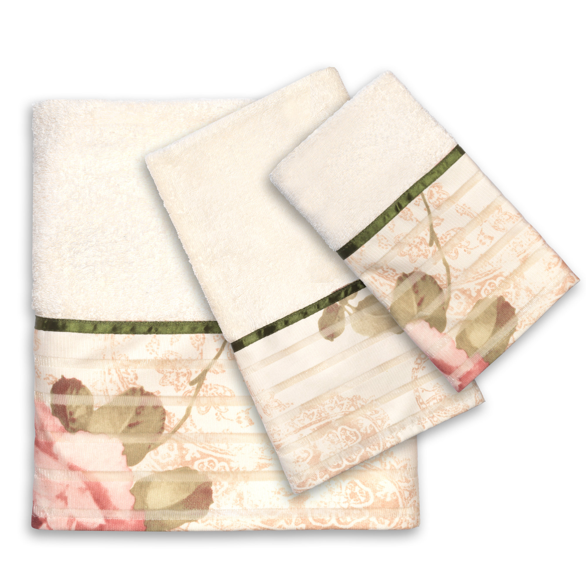 Sweet Home Collection Rose Print 3 Piece 100 Cotton Bath Towel Set eBay