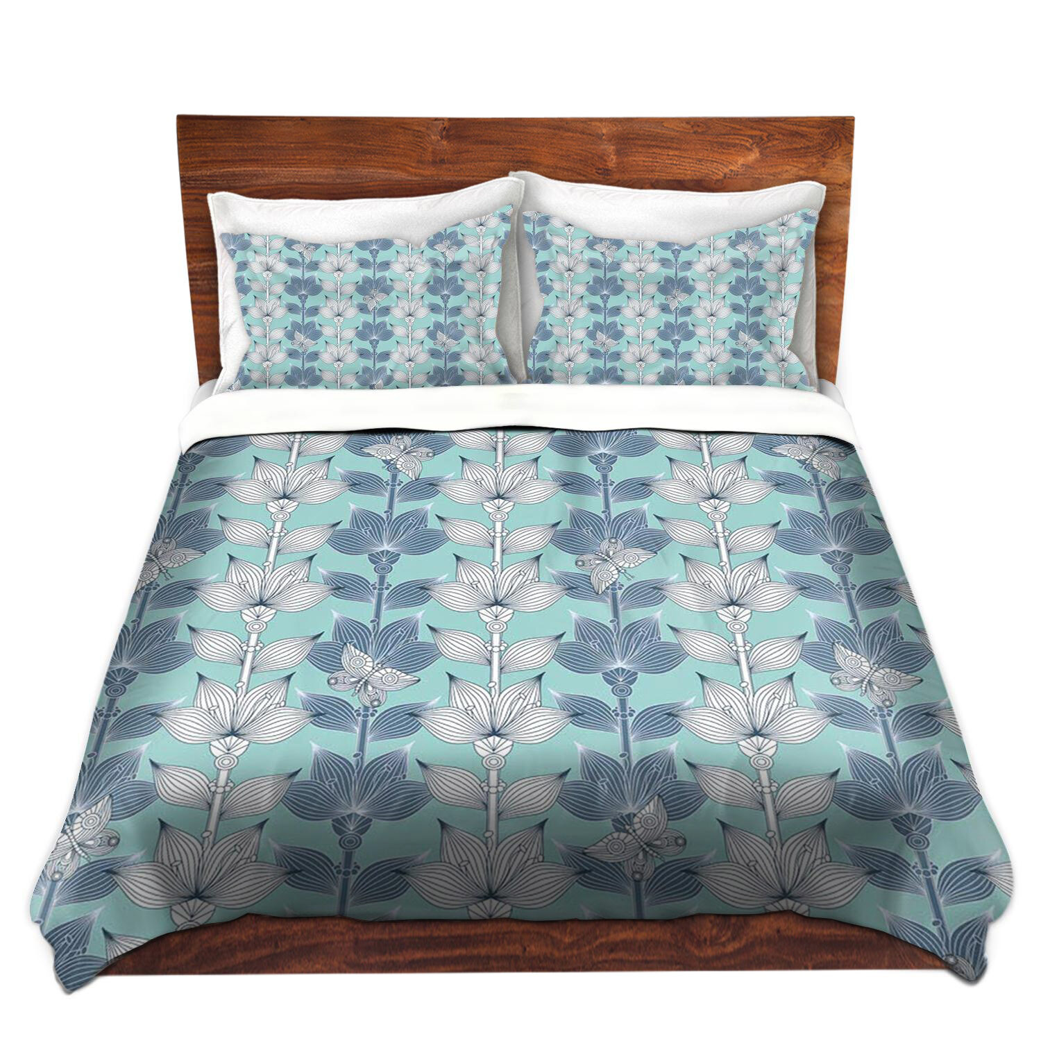 Mascher Julia Grifol White And Blue Flowers I Microfiber Duvet