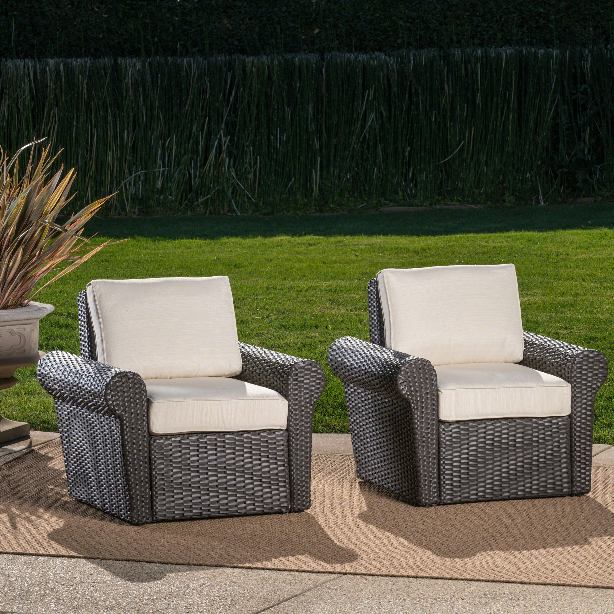 Darby Home Co Singh Patio Chair With Cushions Set Of 2 192442516017 Ebay