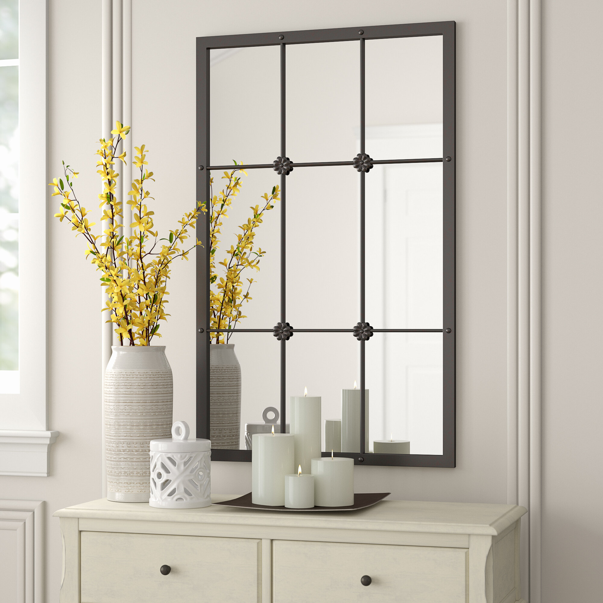 Charlton Home Kristofer Window Pane Wall Mirror ...