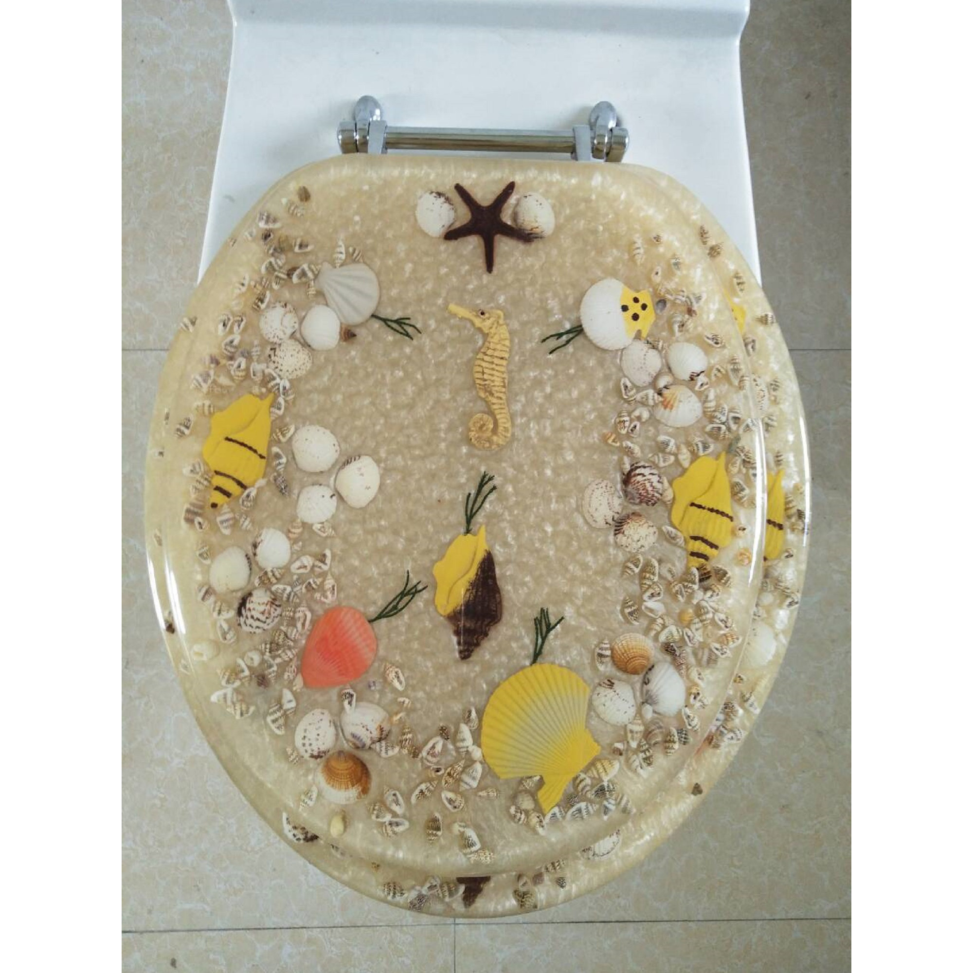 Daniels Bath Sea Treasure Decorative Round Toilet Seat Beige