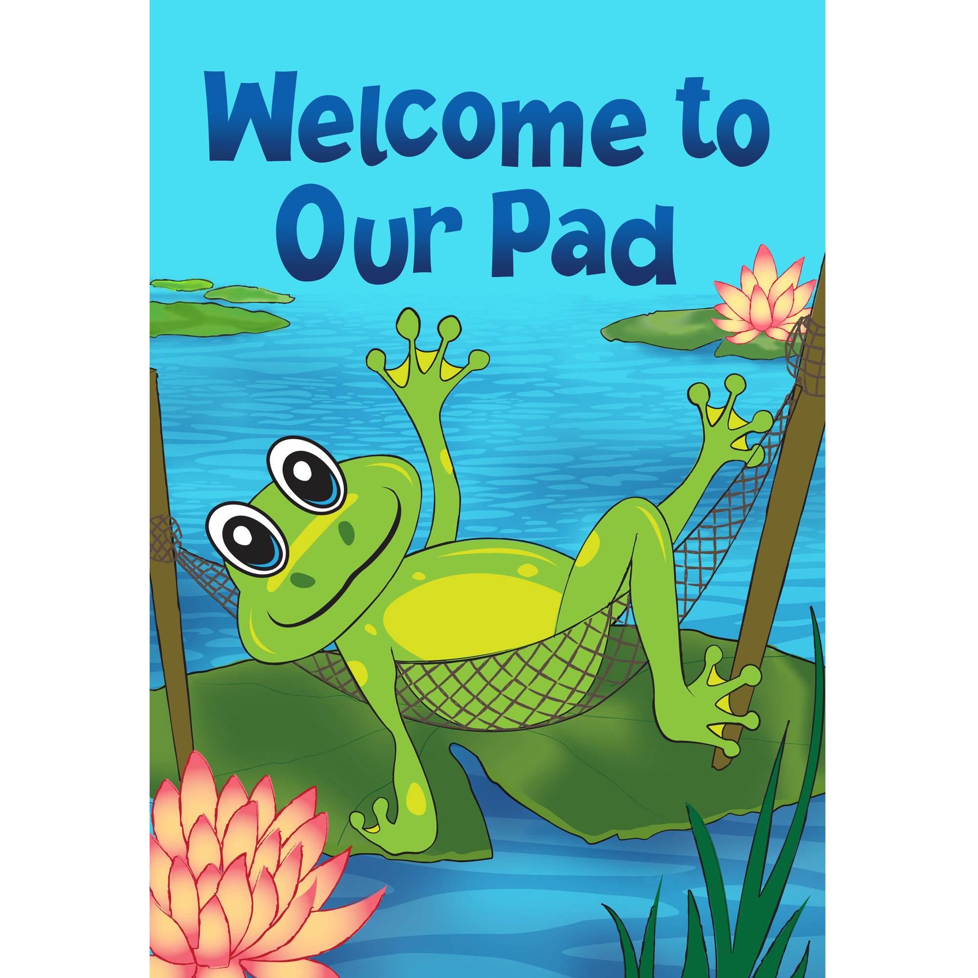 Kitten Garden flag WELCOME to our Pad FROG turtle pond personalized cat GIFT