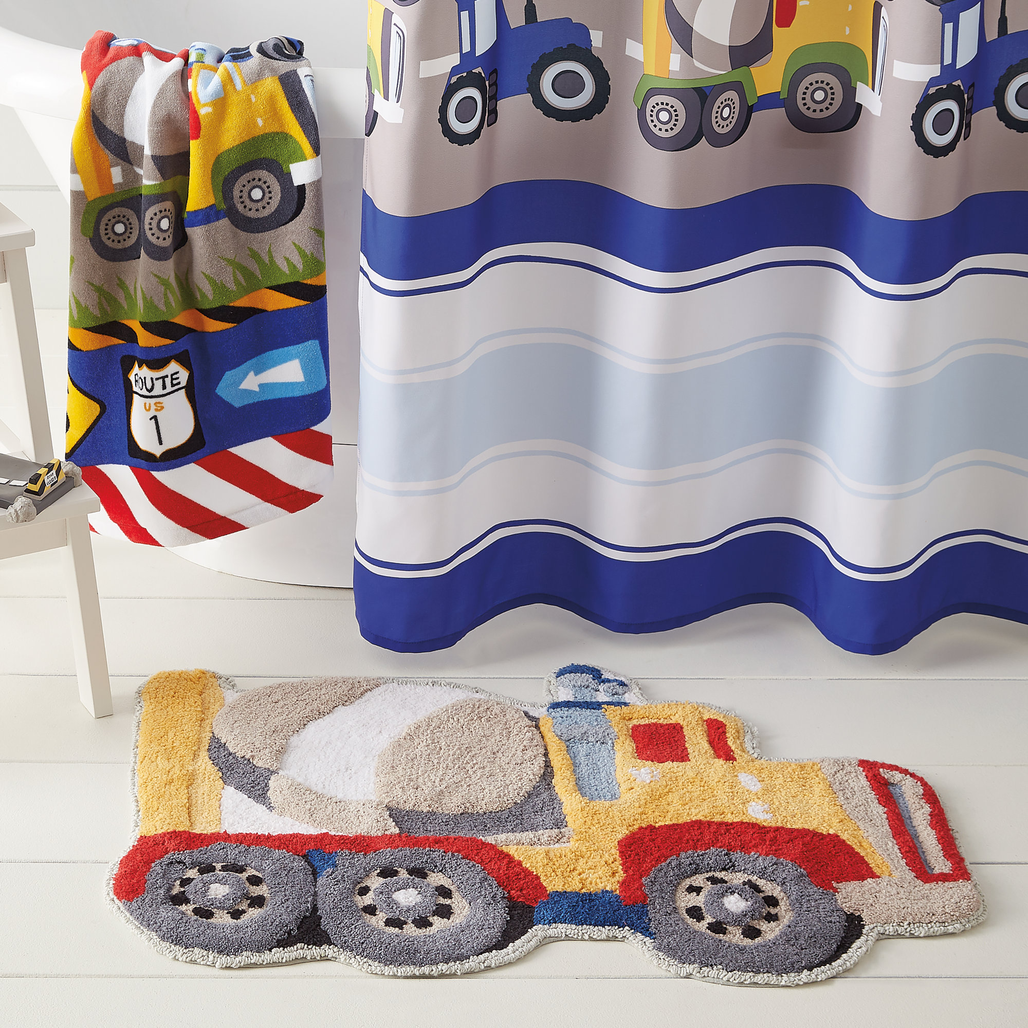 Zoomie Kids Kaylie Trucks Bath Rug eBay