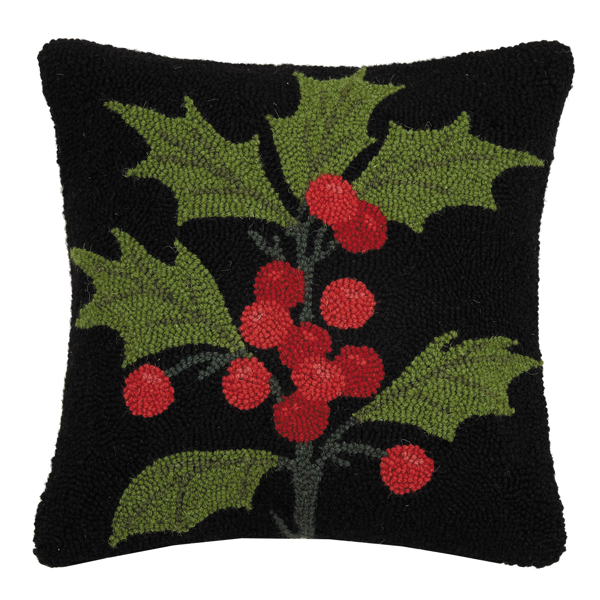 The Holiday Aisle Butte Holly Hook Wool Throw Pillow eBay