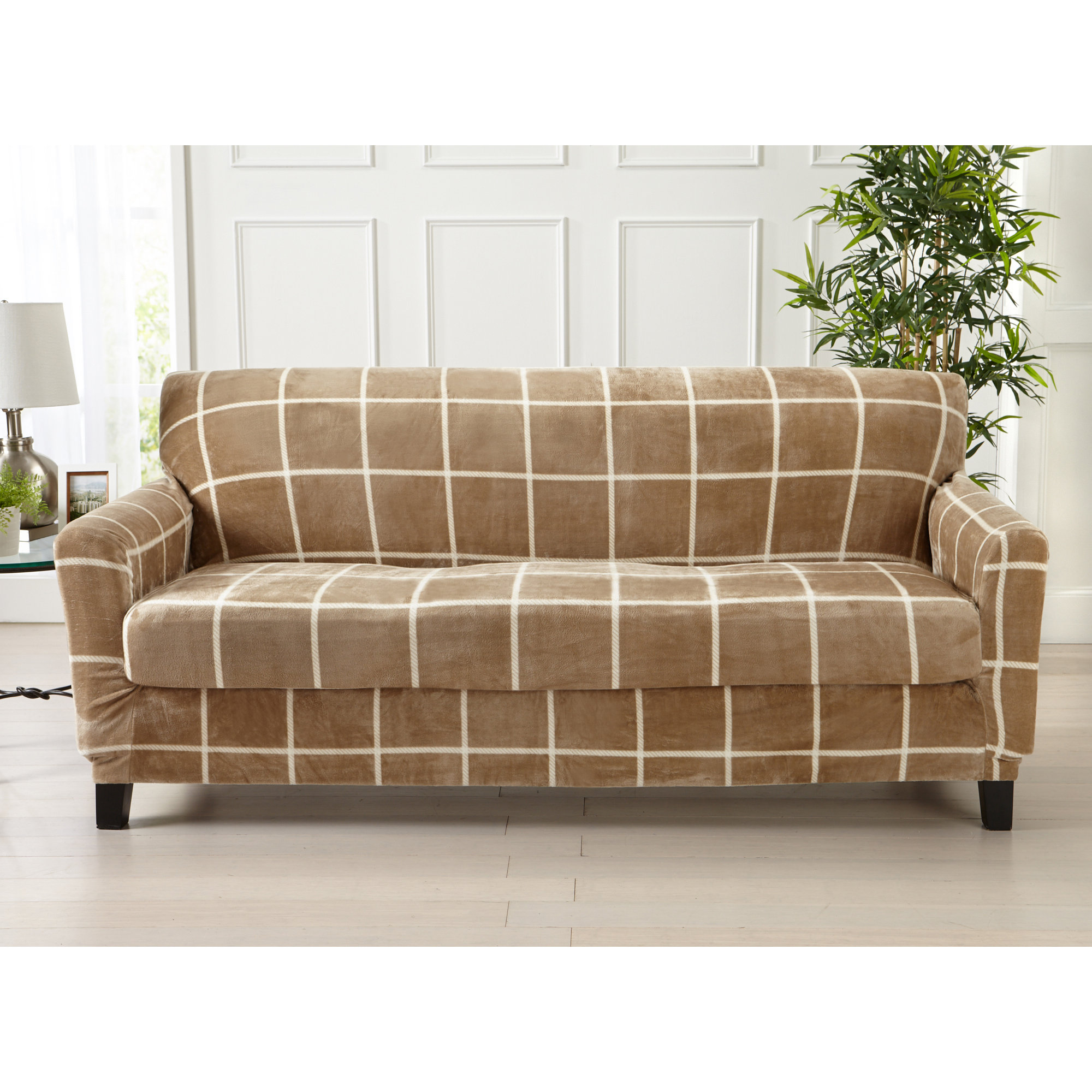 Details About Canora Grey Velvet Plush Box Cushion Sofa Slipcover Set Of 2