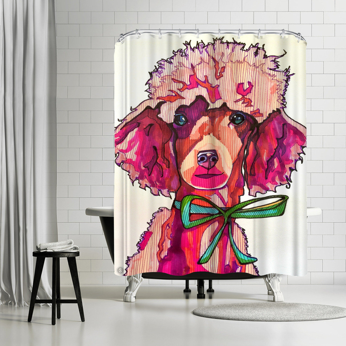 East Urban Home Solveig Studio Poodle Paris Single Shower Curtain