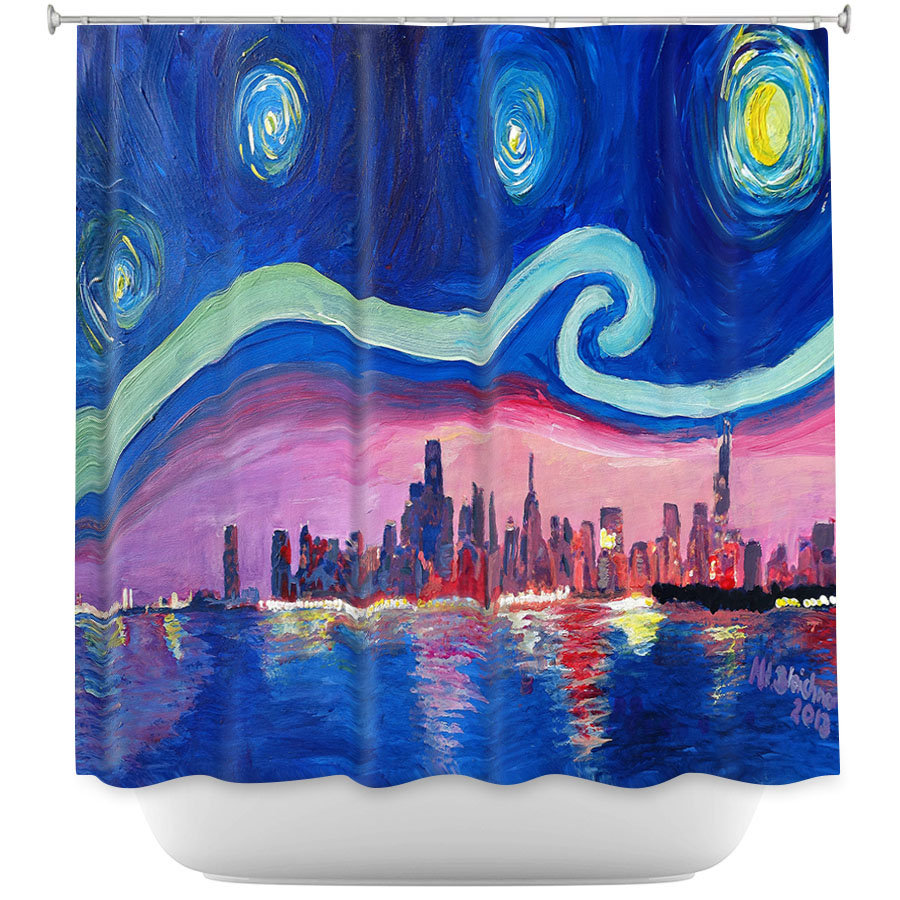 East Urban Home Starry Night Chicago Single Shower Curtain 192449829271