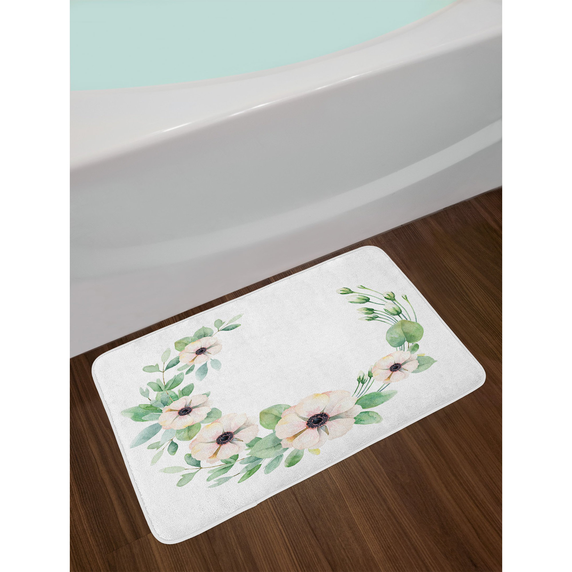 East Urban Home Round Green Peach Black Anemone Flower Bath Rug eBay
