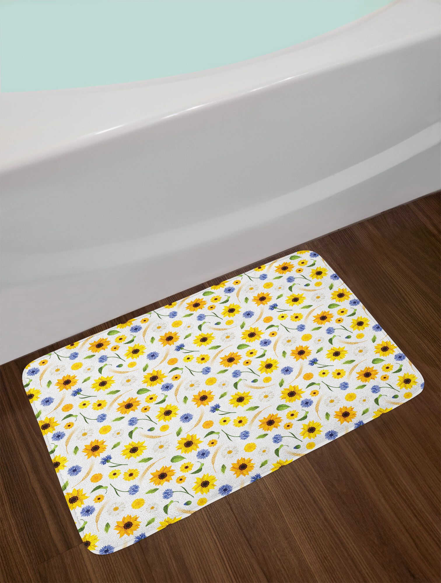 East Urban Home Botanical Yellow and White Bath Rug ...