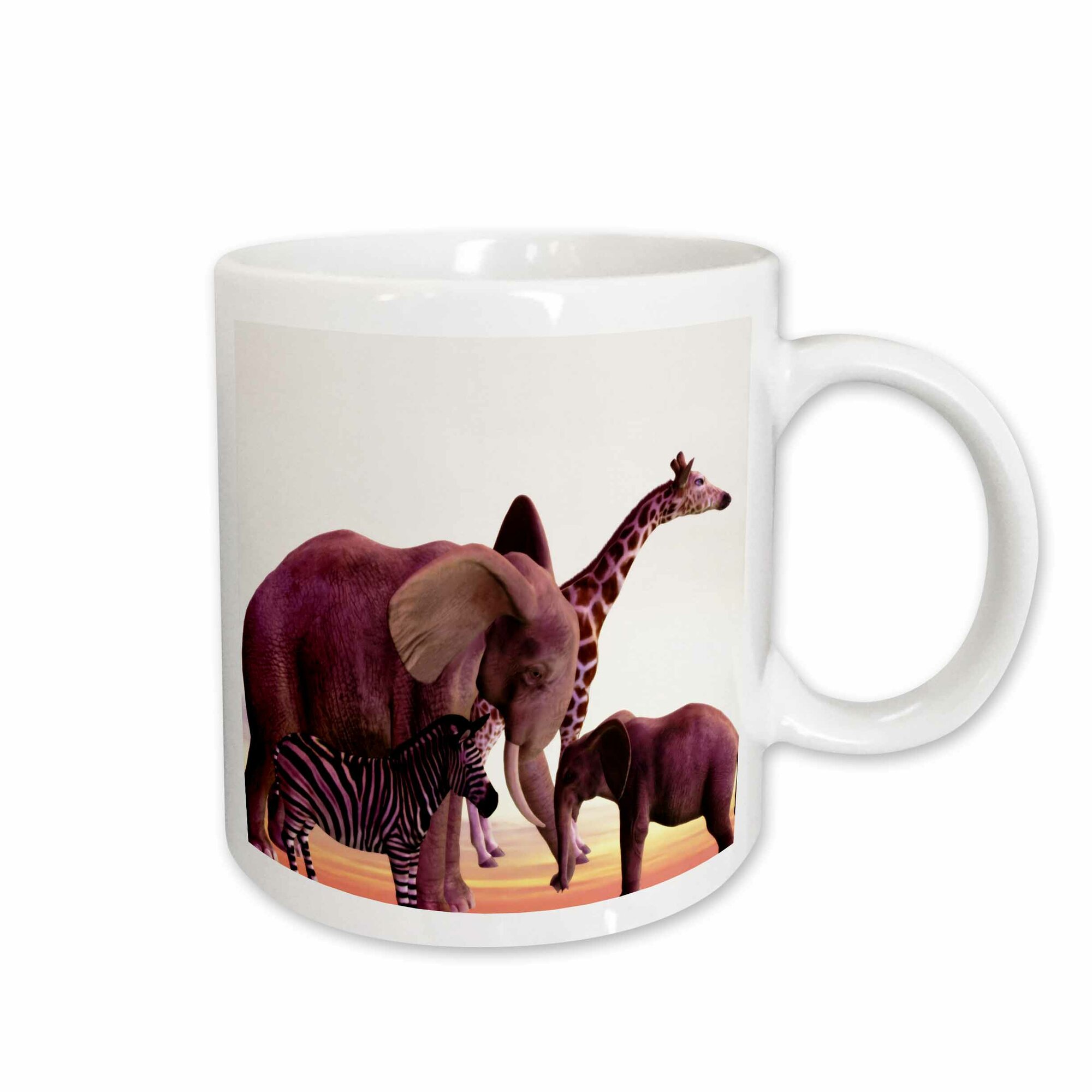 East Urban Home African Safari with Elephant, Giraffe, and Zebra Coffee ...