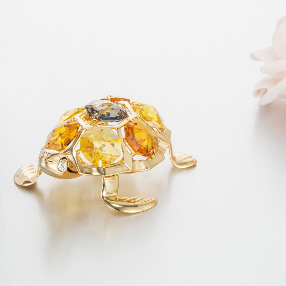Matashi 24K Gold Plated Crystal Studded Tortoise Ornament CT0250