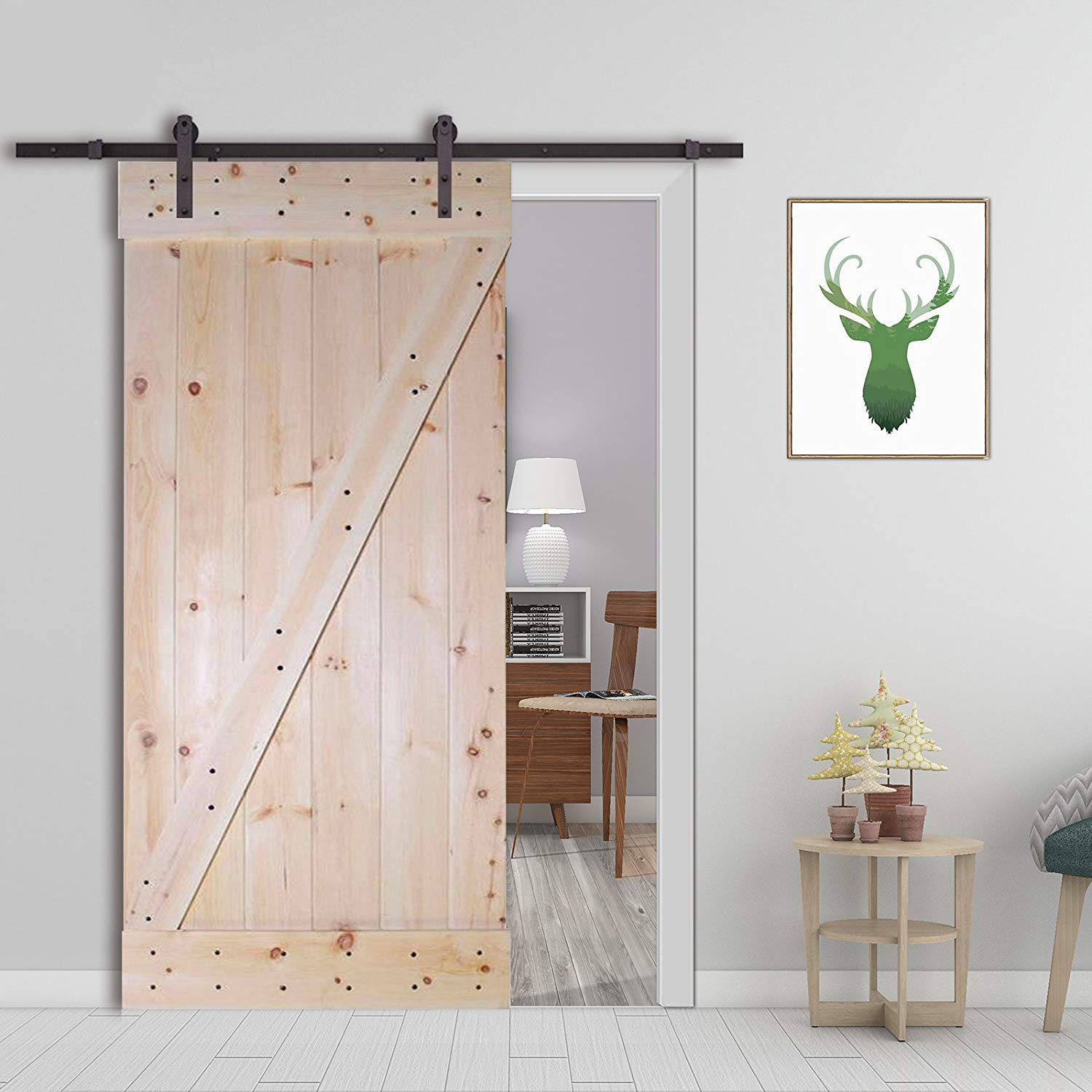 Calhome Paneled Wood Unfinished Z Bar Solid Core Interior Barn