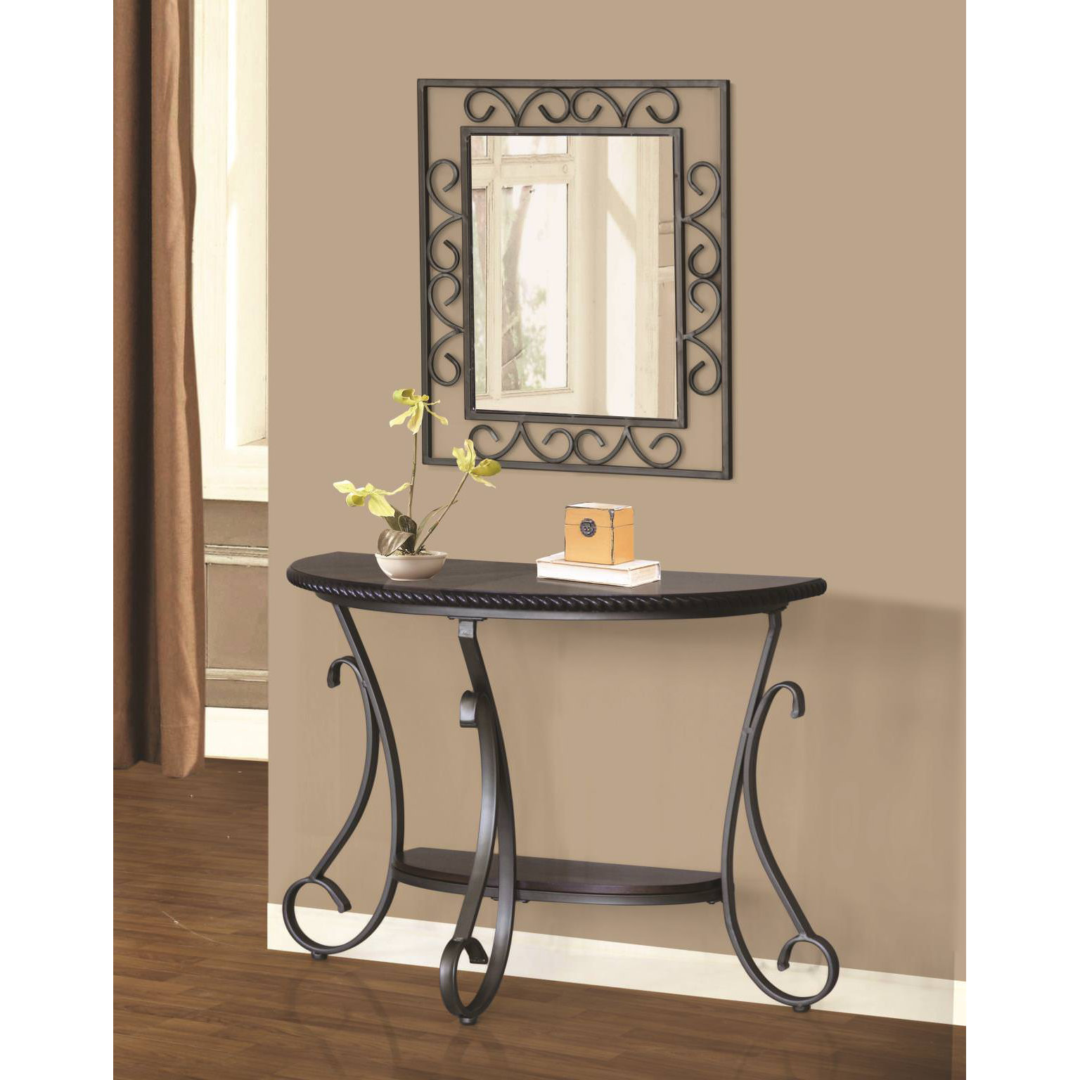 Details About Fleur De Lis Living Thomaston Half Moon Console Table And Mirror Set