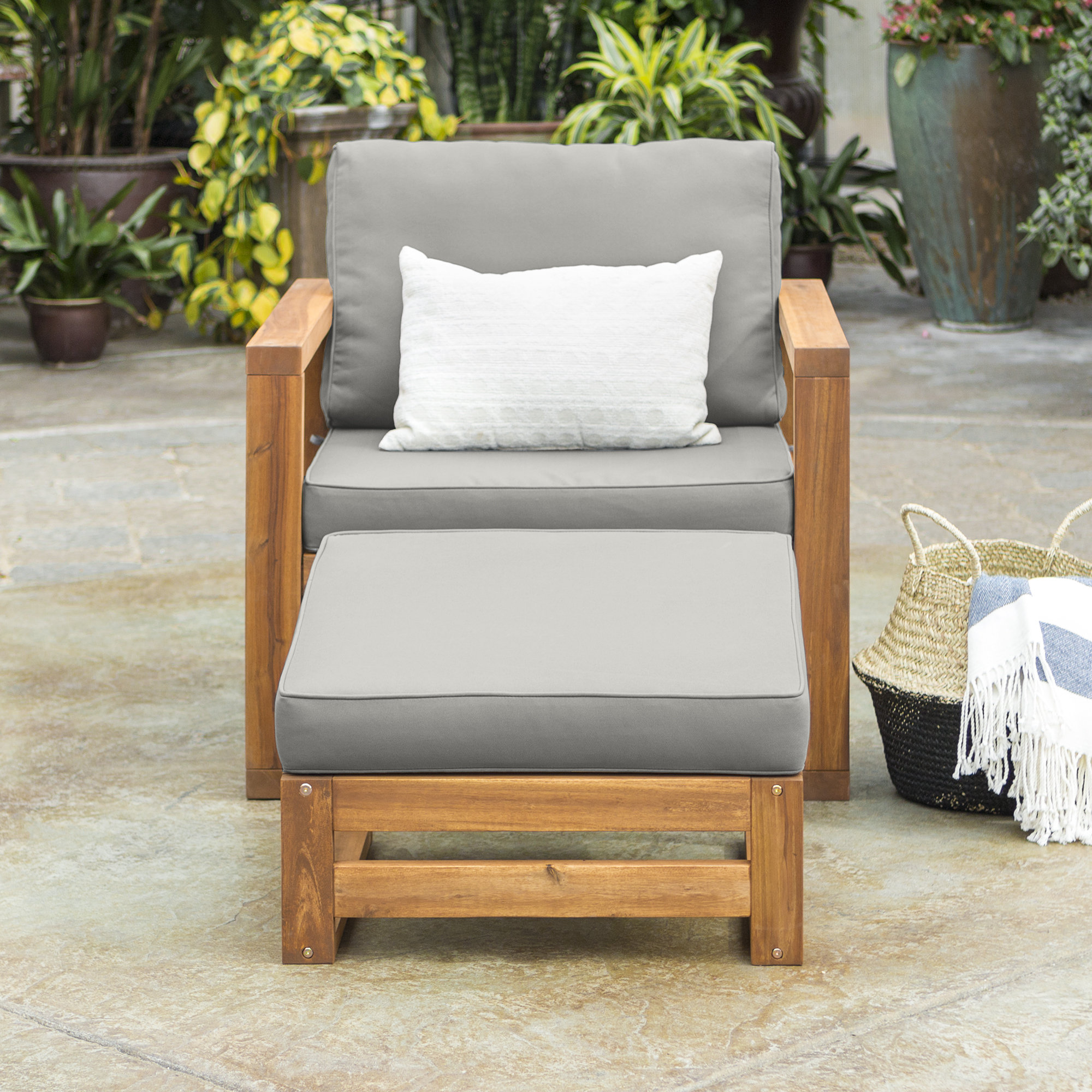 Union Rustic Lydon Patio Chair with Cushion and Ottoman eBay