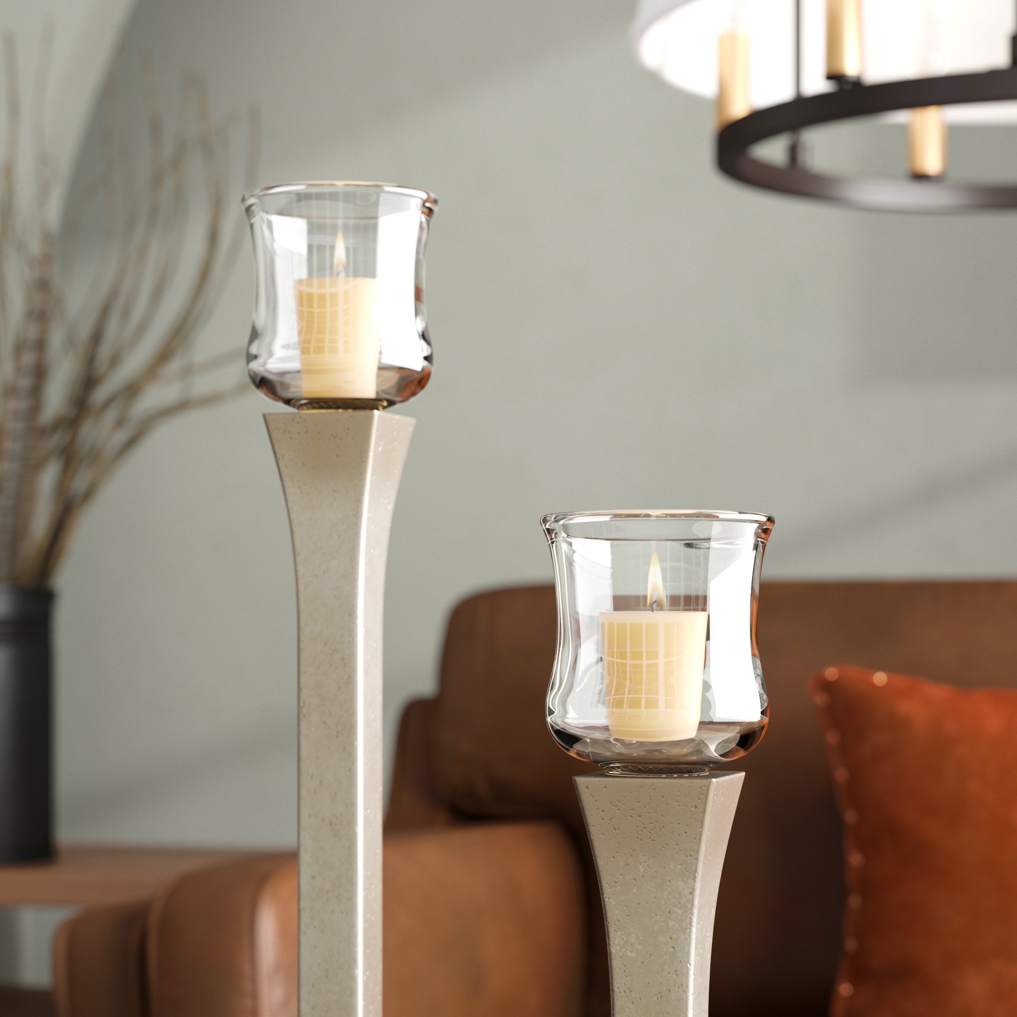 Union Rustic Glass Votive Candle Holder with Peg Set of 2 eBay