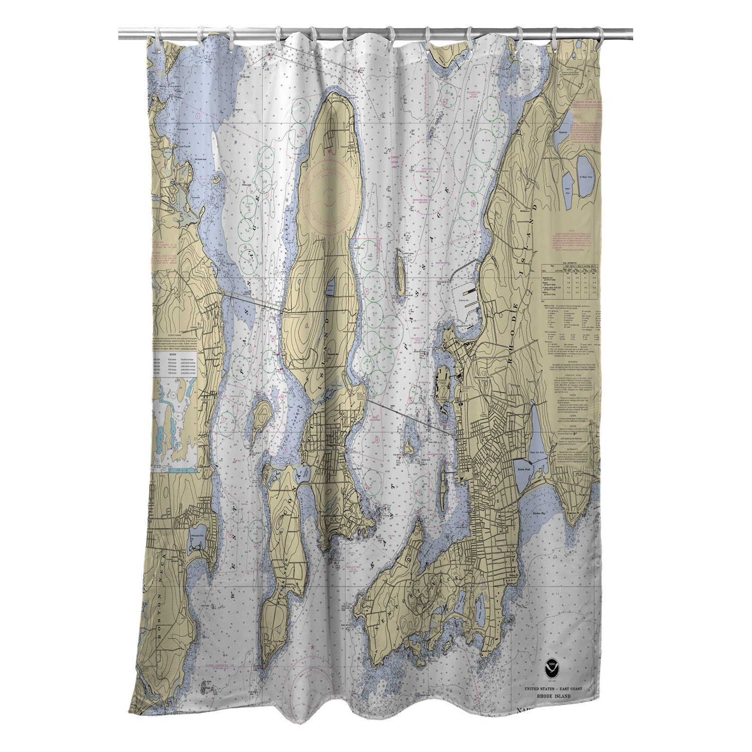 Longshore Tides Ellisburg Narragansett Bay, RI Polyester Shower Curtain
