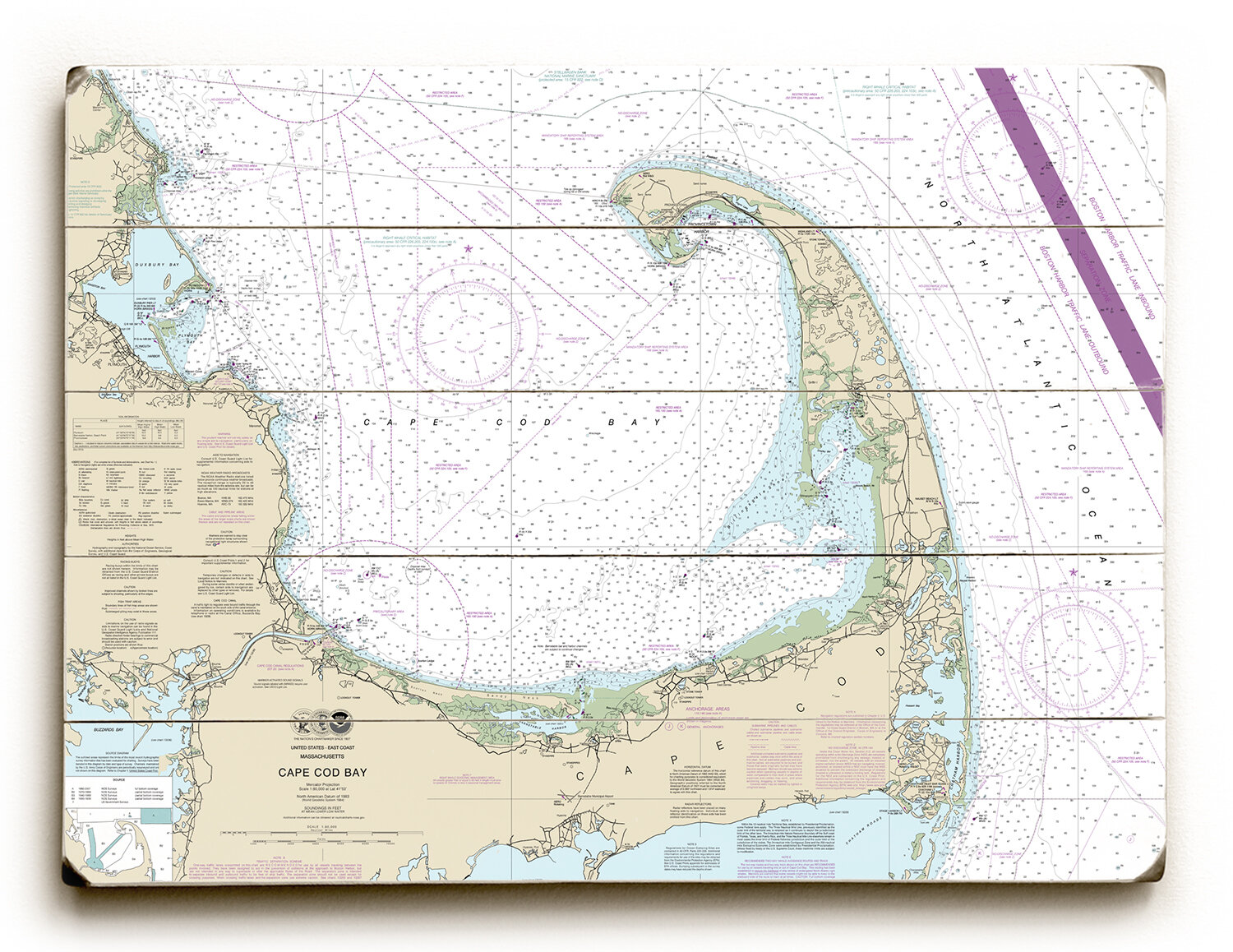 Longshore Tides 'MA Cape Cod, MA Nautical Chart Sign