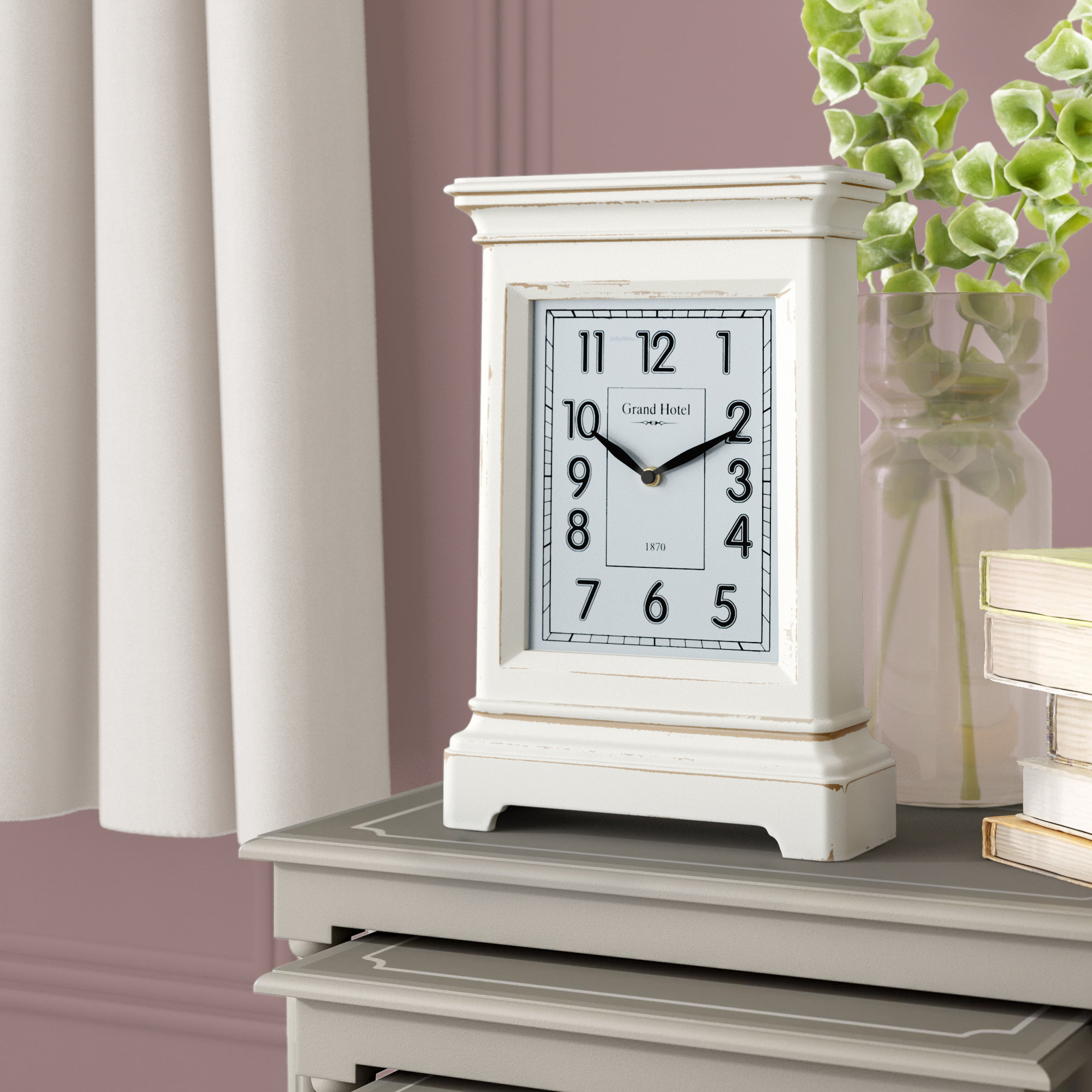 Rustic Metal Pedestal Clock Farmhouse French Country Teal Mantel Shelf Clock