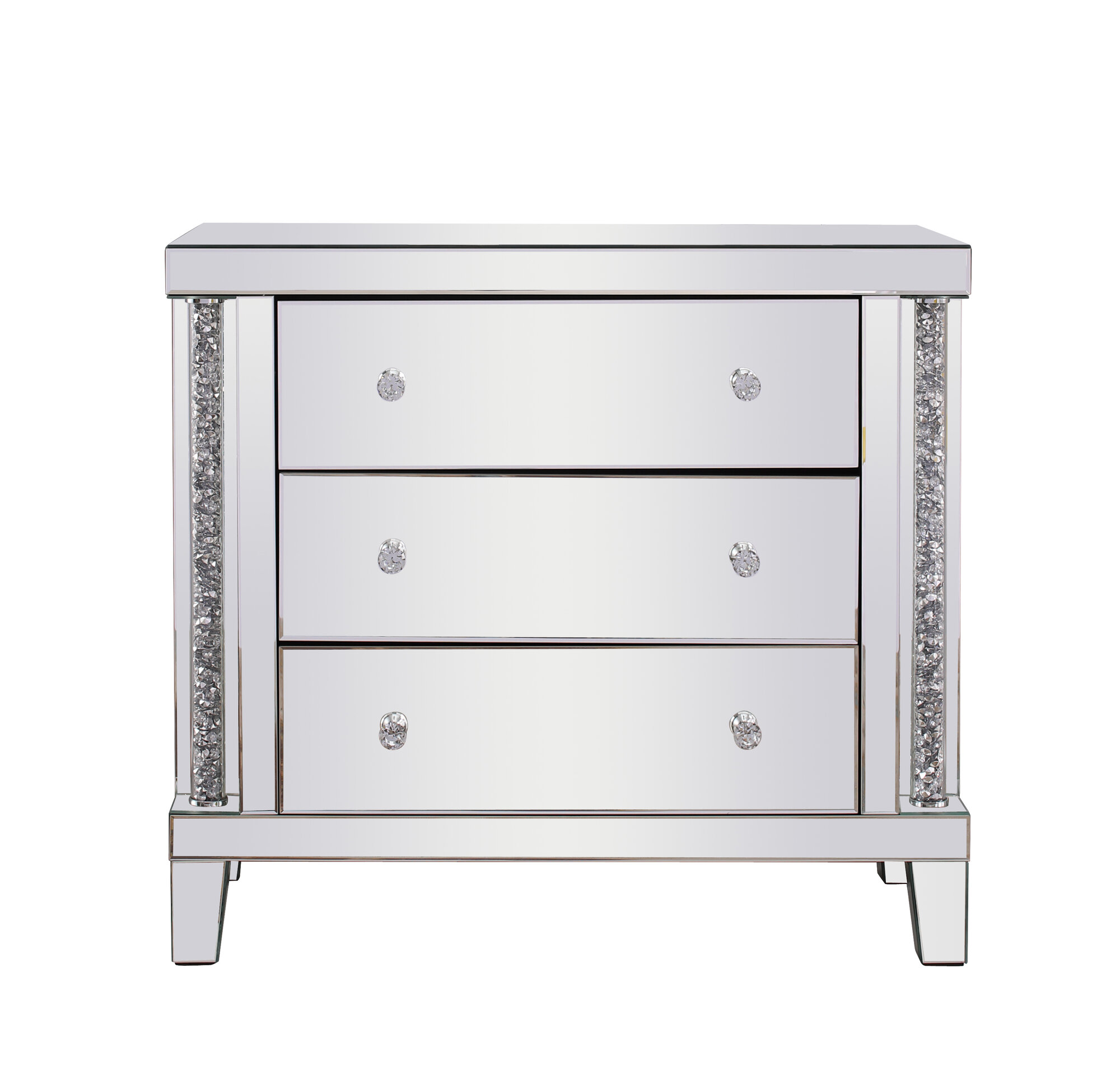 Rosdorf Park Dillan Crystal Cabinet 3 Drawer Standard Dresser