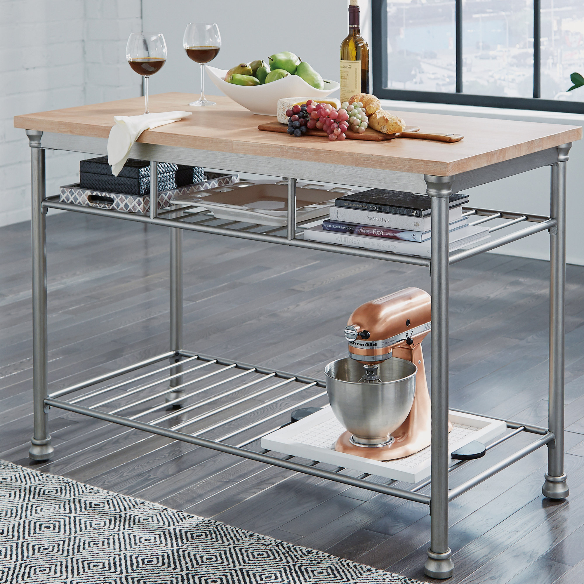 Williston Hamann Prep Table with Butcher Block Top 192452720923