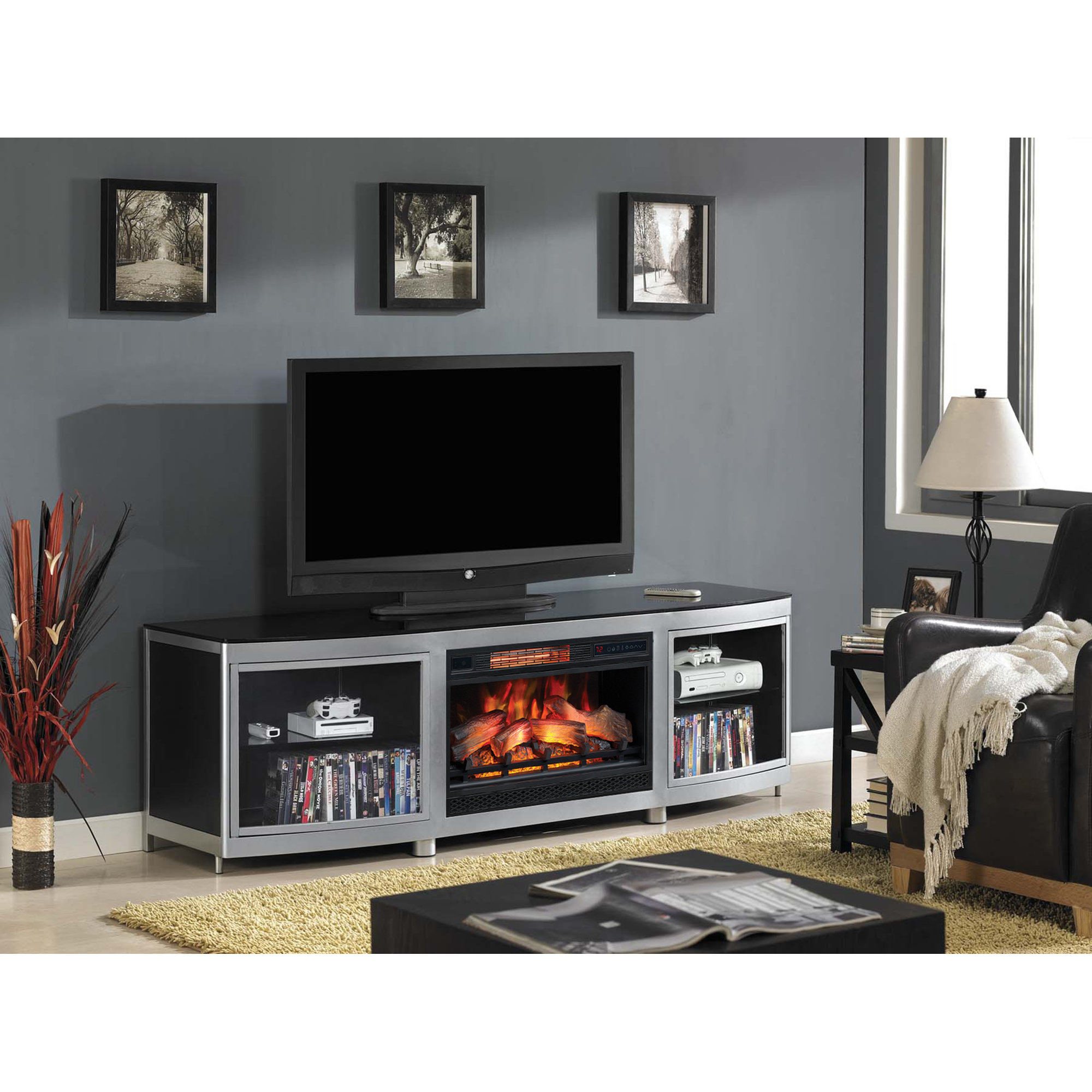 Orren Ellis Brant TV Stand for TVs up to 78" with Electric Fireplace 190686154521 eBay
