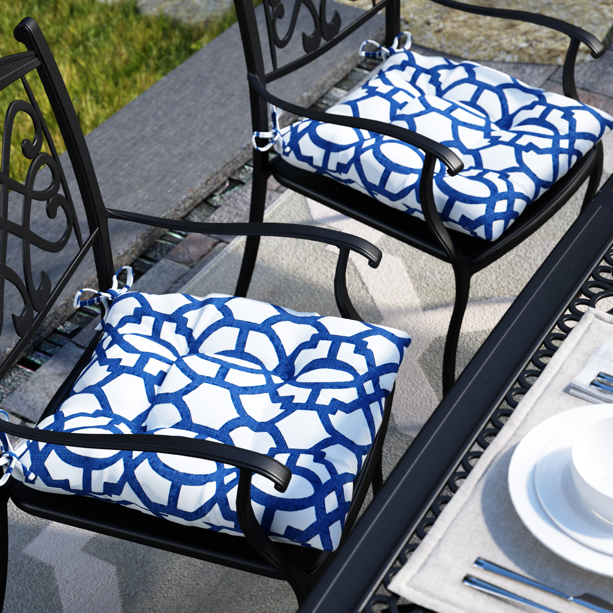 Winston Porter Wrought Indoor/Outdoor Dining Chair Cushion Set of 2