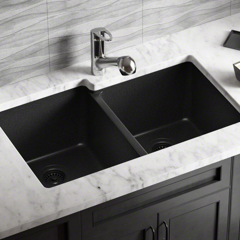 Granite Composite 32 X 20 Double Basin Undermount Kitchen Sink