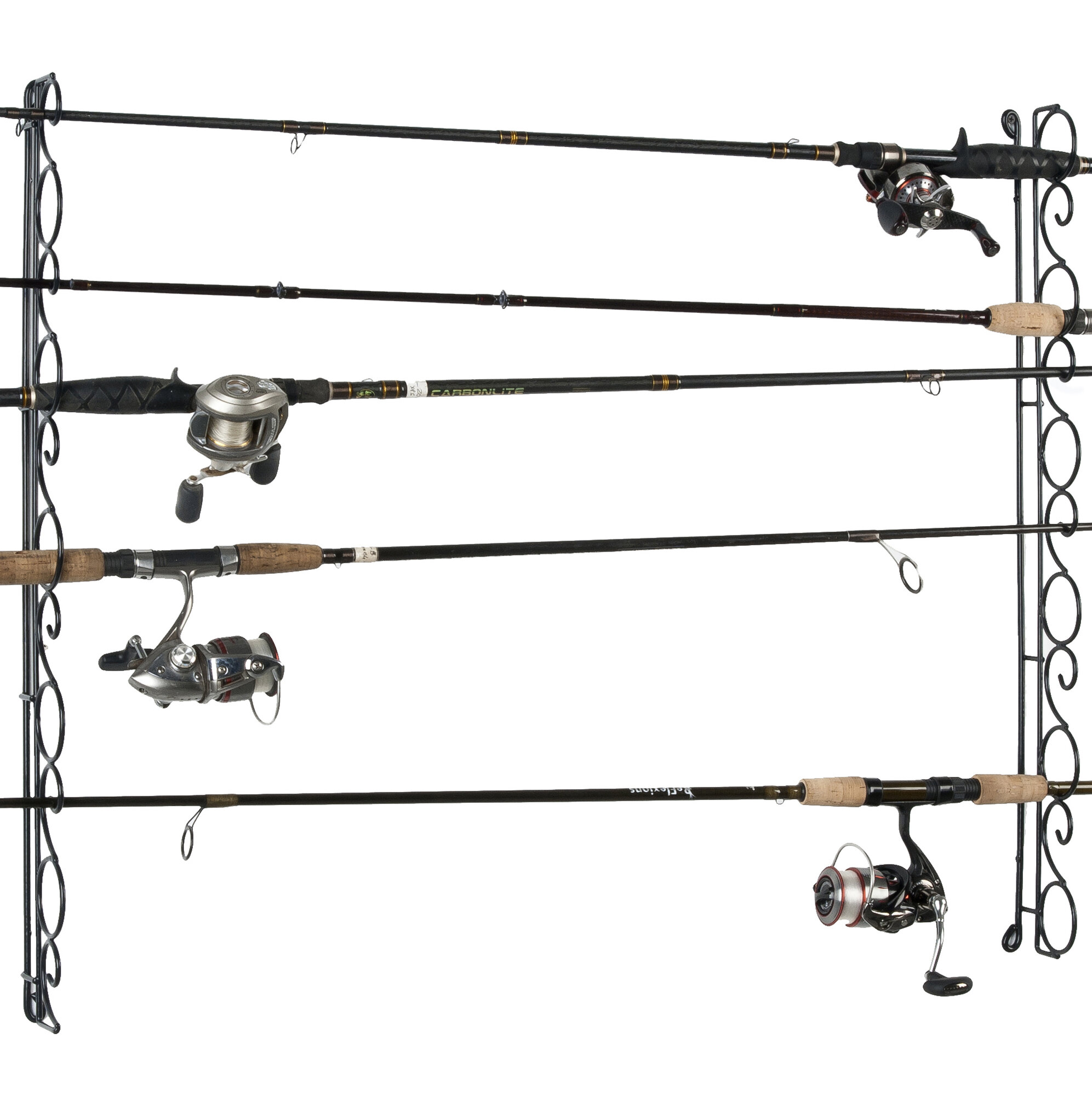 Details About Organized Fishing Horizontal Wall Ceiling Mounted Wire Rod Fishing Rack