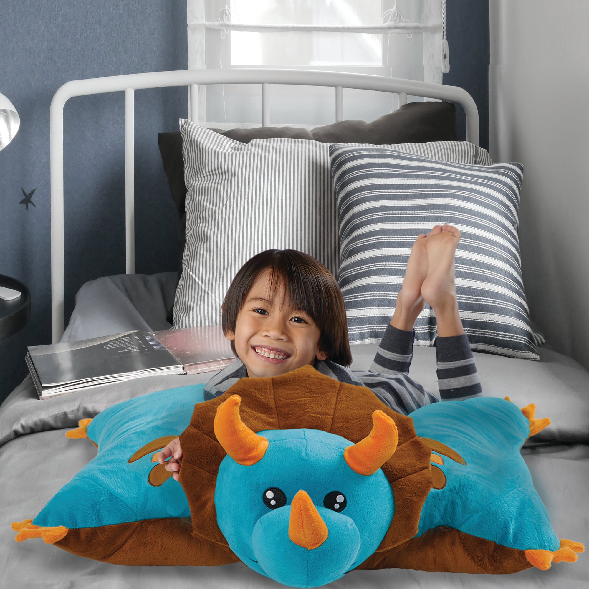 Pillow Pets Blue Dinosaur Jumboz Plush Floor Pillow Ebay