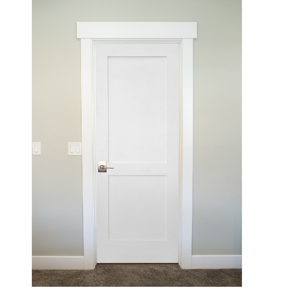 Details About Paneled Solid Manufactured Wood Primed Shaker Two Panel Slab Door 28 X 80