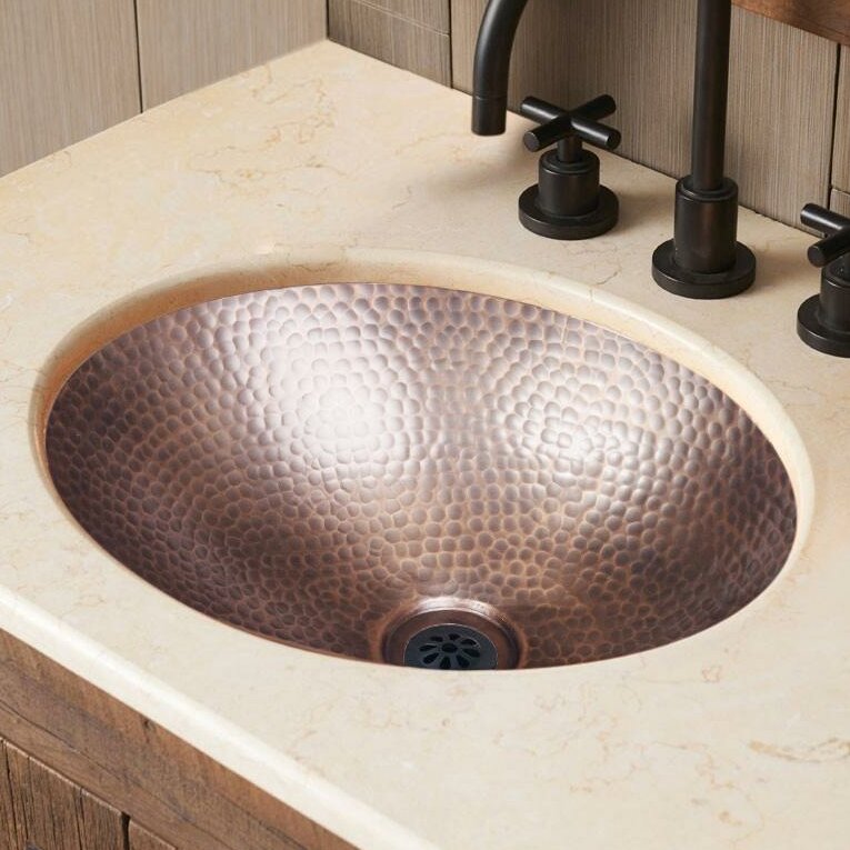 Details About Monarch Abode Hand Hammered Metal Oval Drop In Bathroom Sink