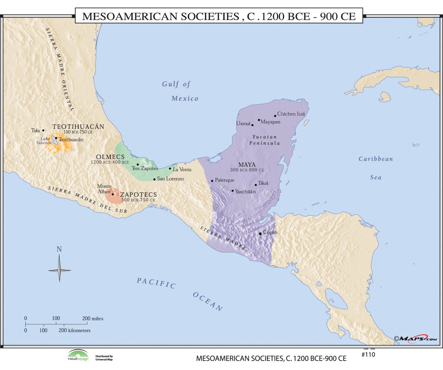 Universal Map World History Wall Maps - Mesoamerican Societies | eBay