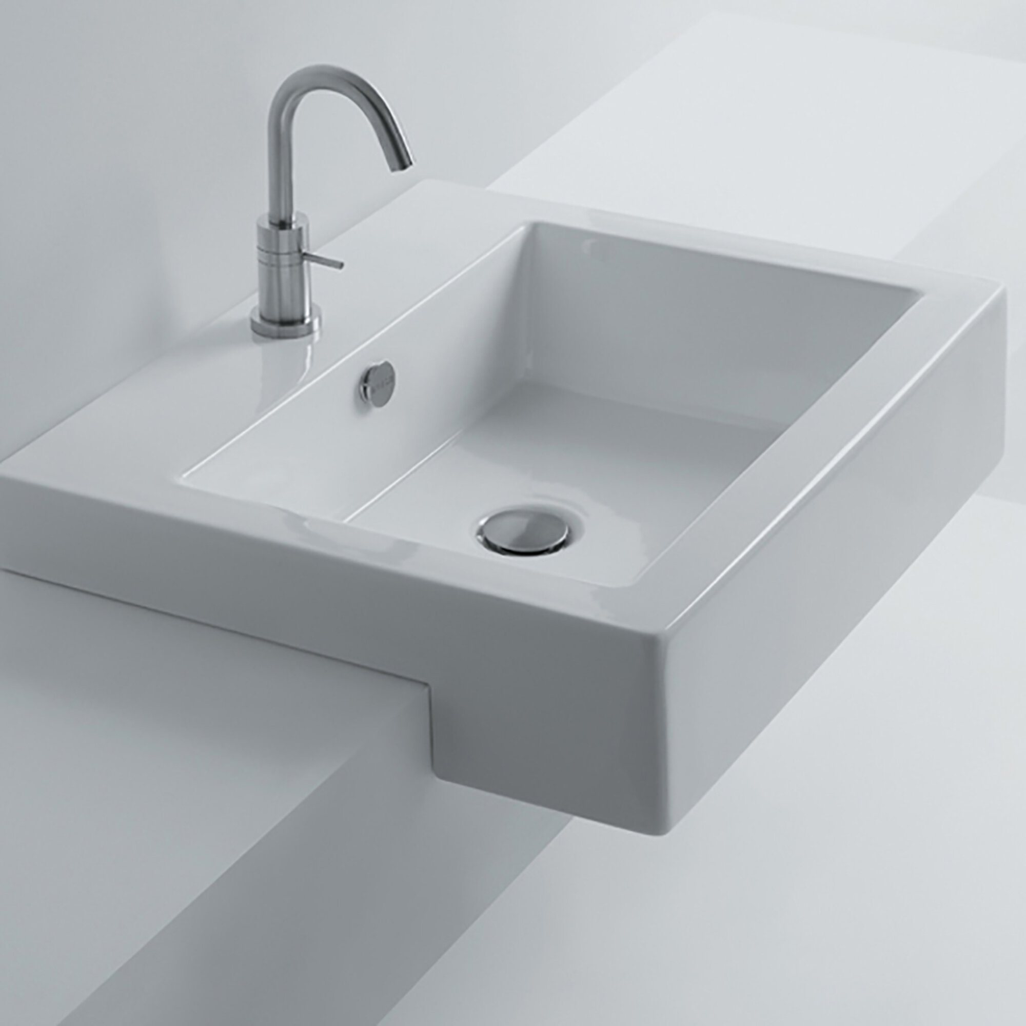 Whitestone Ceramic Square Drop-In Bathroom Sink with ...