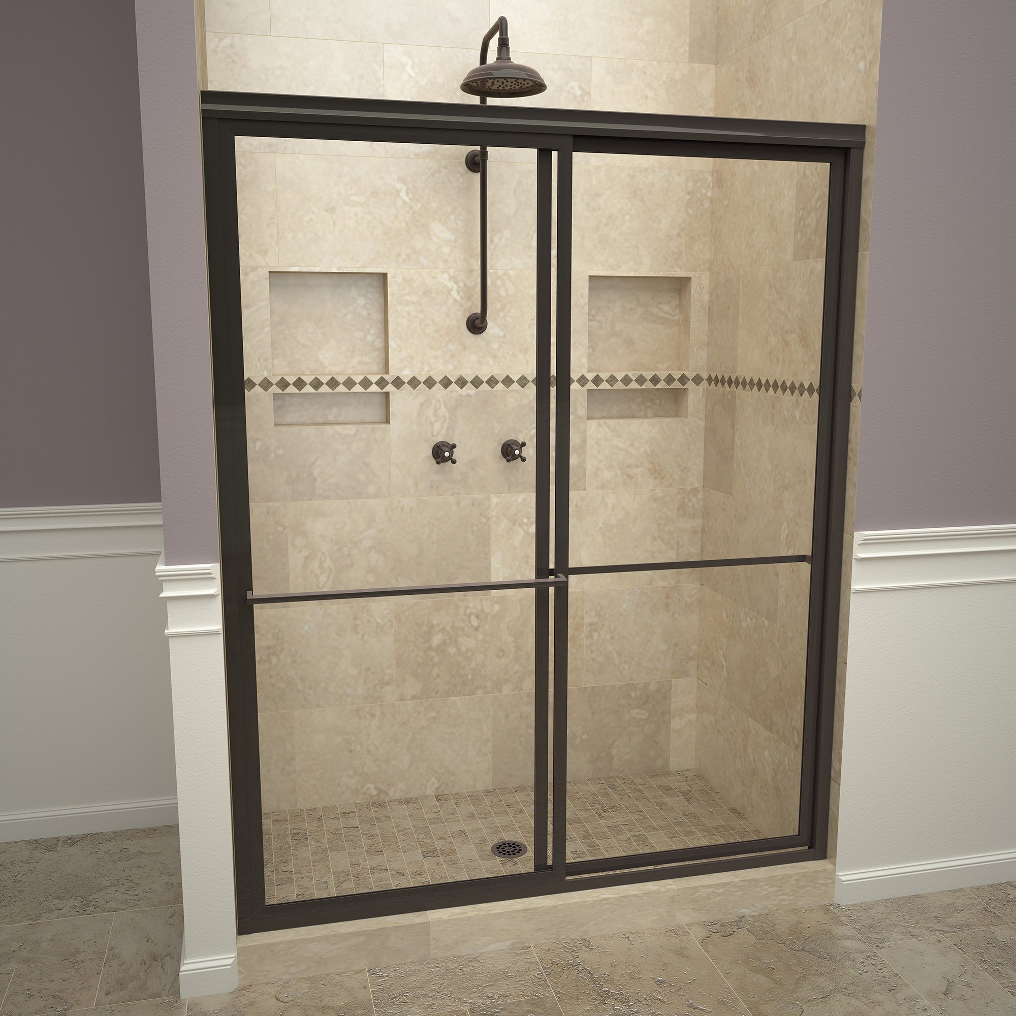 1100 Series 59 X71 5 Double Sliding Framed Shower Door Oil Rubbed